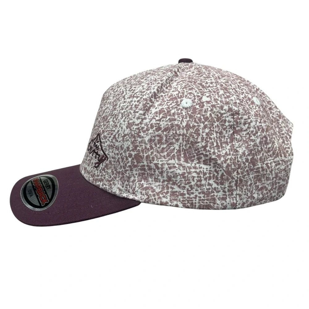 Gerry Snapback Hat OSFA Maroon Burgundy Abstract Print‎ Cotton Baseball Cap